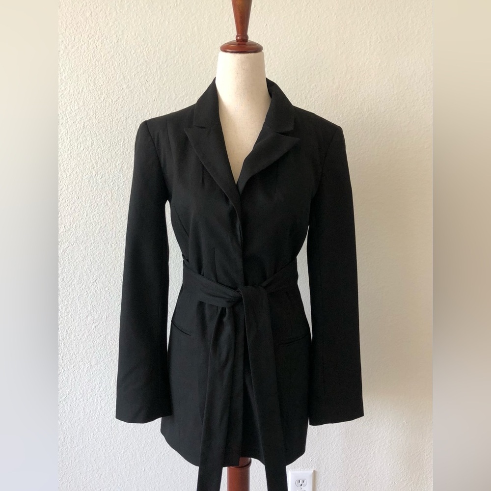 TOPSHOP + LONG-SLEEVE WRAP BLAZER MINI DRESS